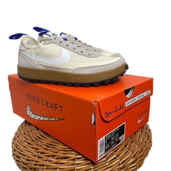 NEW Nike x Tom Sachs Nikecraft General Purpose Sneakers Shoes 7 Beige White Blue - Picture 1 of 10